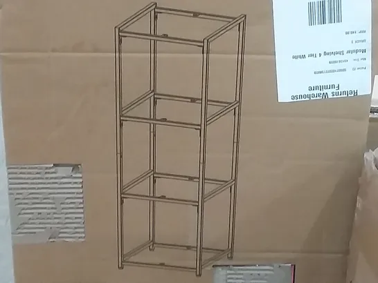 BOXED SHELVING 4 TIER UNIT IN WHITE - H113.5 X W40 X D38 CM 