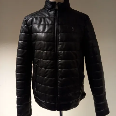 U.S. POLO ASSN. BLACK RAGLAN LIGHT PUFFER JACKET, SIZE M/EU38