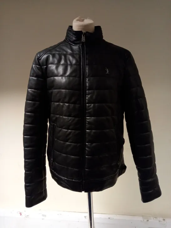 U.S. POLO ASSN. BLACK RAGLAN LIGHT PUFFER JACKET, SIZE M/EU38