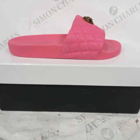 BOXED PAIR OF KURT GEIGER LONDON MEENA EAGLE SLIDERS IN PINK EU SIZE 37