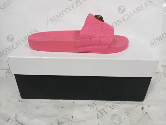 BOXED PAIR OF KURT GEIGER LONDON MEENA EAGLE SLIDERS IN PINK EU SIZE 37