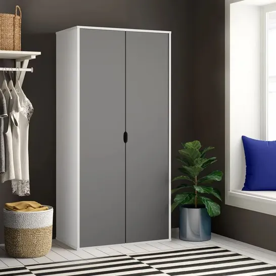 BOXED BOHL 2 DOOR WARDROBE WHITE/GREY (2 BOXES)