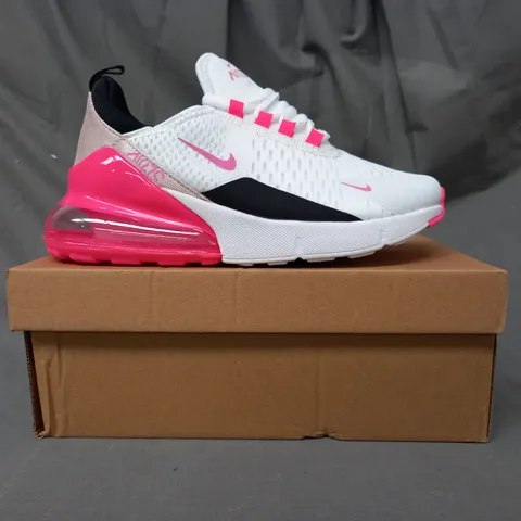 BOXED PAIR OF AIR270 SHOES IN WHITE/PINK EU SIZE 36