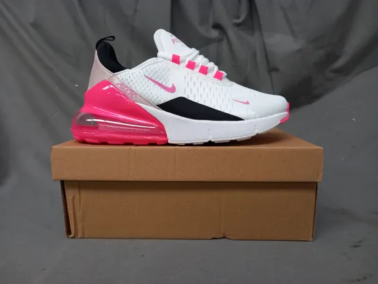 BOXED PAIR OF AIR270 SHOES IN WHITE/PINK EU SIZE 36