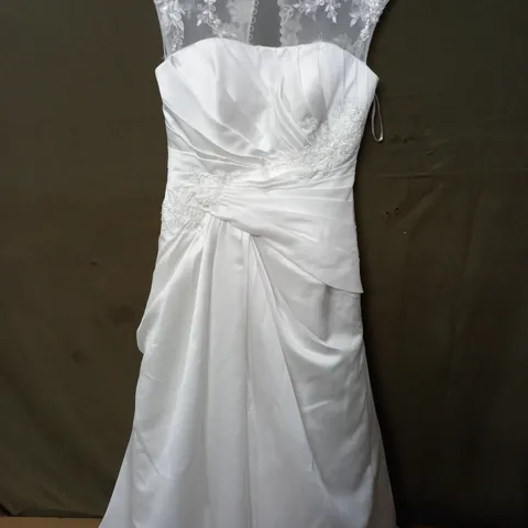 NETTED SHOULDERED EMBELLISHED WHITE WEDDING DRESS - 14