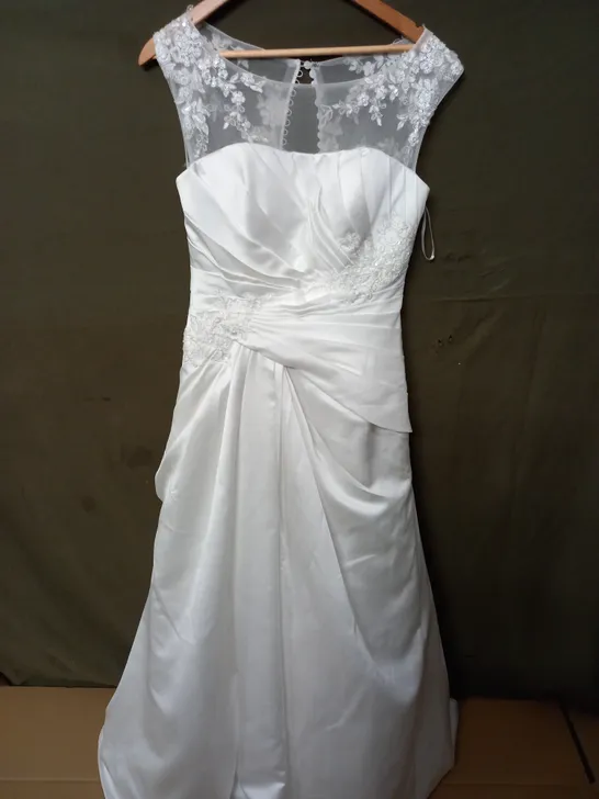 NETTED SHOULDERED EMBELLISHED WHITE WEDDING DRESS - 14