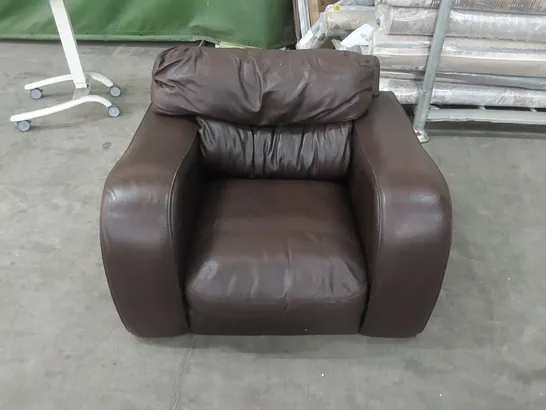 DESIGNER BROWN LEATHER ARMCHAIR 