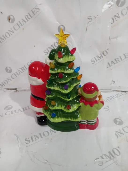 MR. CHRISTMAS NOSTALGIC TREE WITH SANTA AND ELF ORNAMENT