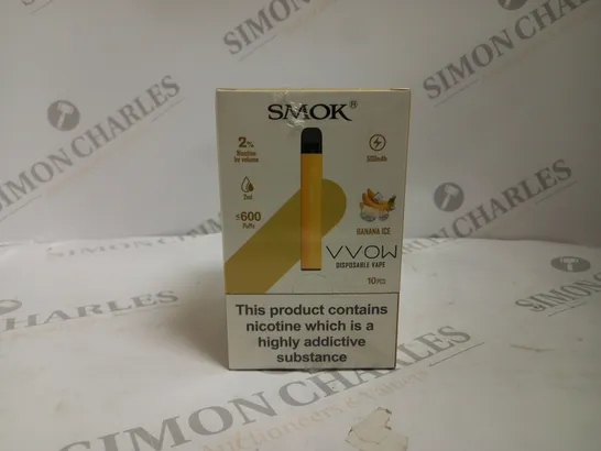 BOXED AND SEALED SMOK VVOW DISPOSABLE VAPE 10 PACK BANANA ICE 