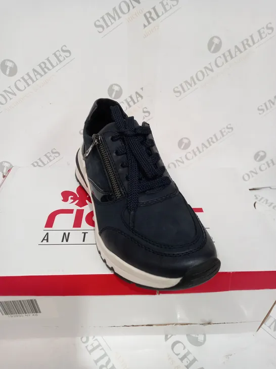 BOXED RIEKER ANTISTRESS NAVY WEDGE TRAINER - SIZE 6