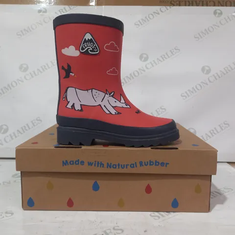 BOXED PAIR OF FRUGI KIDS RHINO WELLINGTON BOOTS IN ORANGE UK SIZE 10