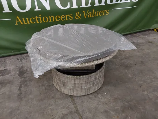 AMALFI RISING TABLE WITH ICE BUCKET IN GREY RATTAN 