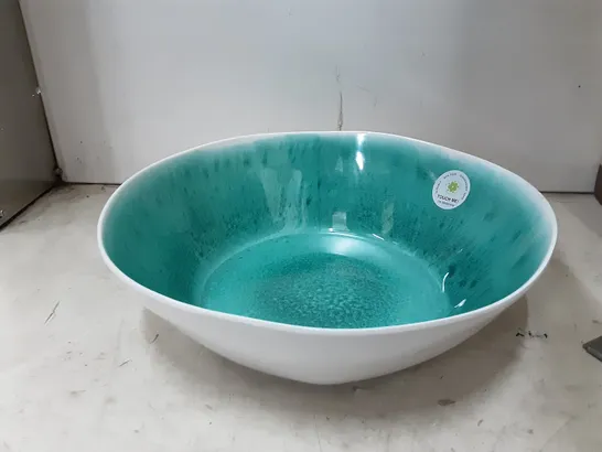 WRAPPED HUERTA SERVING BOWL , AQUA 