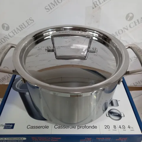 BOXED LE CREUSET 3-PLY STAINLESS STEEL CASSEROLE POT 