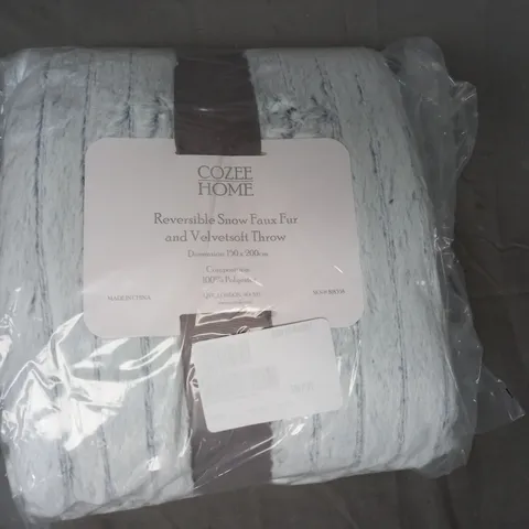 BOXED COZEE HOME REVERSIBLE SNOW FAUX FUR AND VELVETSOFT THROW