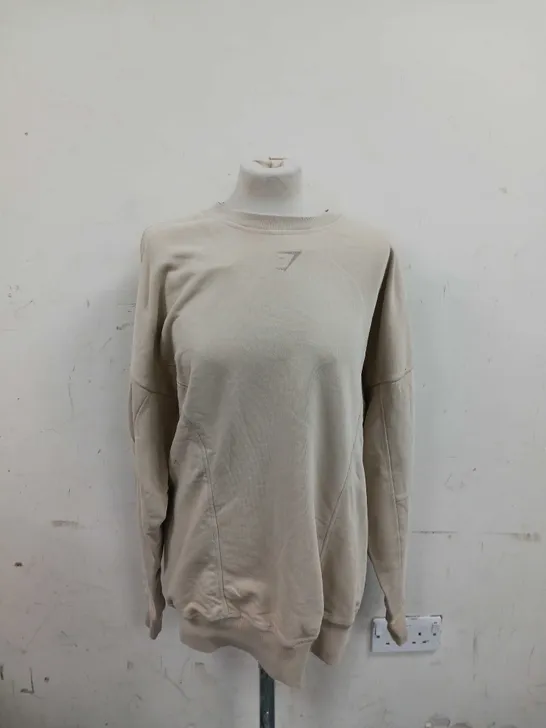 GYMSHARK HERITAGE WASHED CREW DESSET BEIGE ACID MEDIUM 