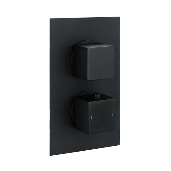 BOXED DESIGNER ARISSA GRADE A1 ZANA MATT BLACK DUAL CONTROL SQUARE CONCEALED VALVE 2 OUTLET