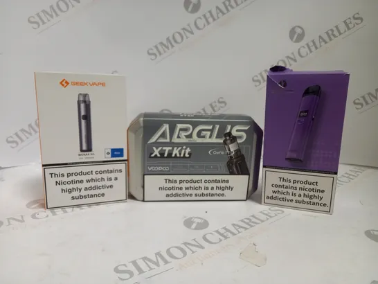 APPROXIMATELY 20 ASSORTED BOXED VAPING PRODUCTS TO INCLUDE GEEKVAPE WENAX H1, VOOPOO ARGUS XT KIT, LOST VAPE URSA NANO PRO ETC. 