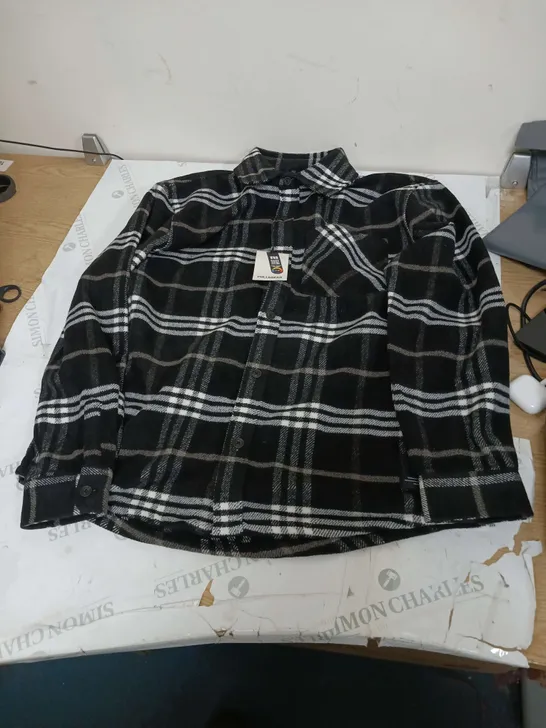 PULL & BEAR LUMBERJACK SHIRT BLACK SIZE UK L