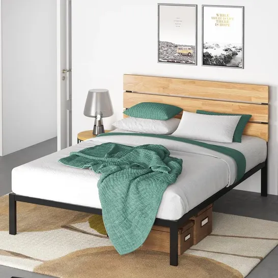 BOXED ELEANOR WOOD & METAL PLATFORM BED DOUBLE SIZE: 4'6