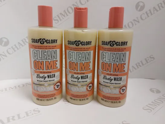 BOX OF 3 SOAP & GLORY CLEAN ON ME BODY WASH