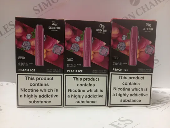 BOX OF APPROX 30 ASSORTED GEEKBAR PEACH ICE DISPOSABLE VAPES	