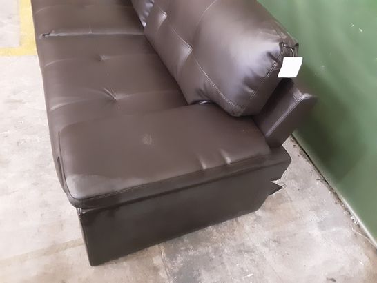 DESIGNER BROWN LEATHER 3-SEATER SOFA 