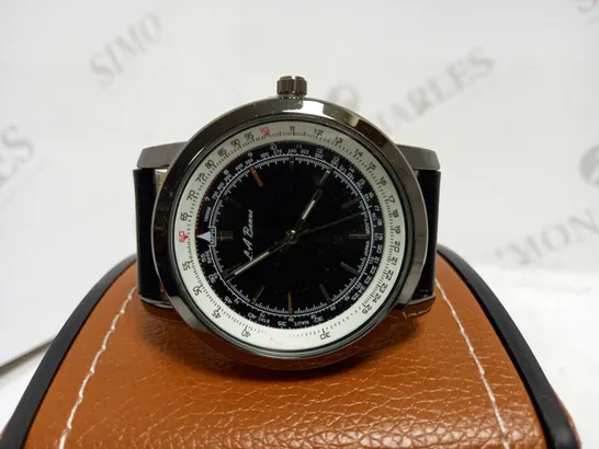 LA BANUS BLACK & WHITE LEATHER STRAP WRISTWATCH  RRP £500