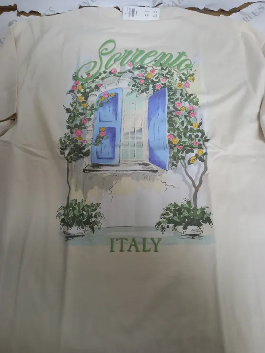 ABERCROMBIE & FITCH CREAM SORRENTO ITALY T-SHIRT - XL