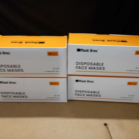 LOT OF 4 50-PACK BOXES OF DISPOSABLE FACE MASKS
