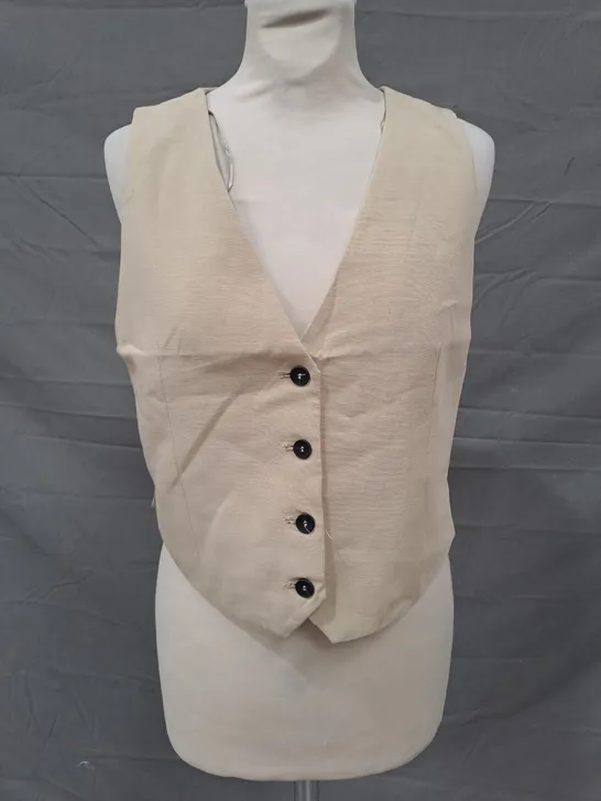 ZARA WAISTCOAT IN BEIGE SIZE SMALL