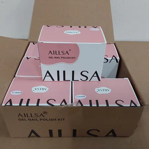 BOX OF APPROXIMATELY 6X AILLSA GEL NAIL POLISH KITS - APPROXIMATELY 6X 8ML NAIL POLISH PER KIT (1 BOX)