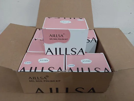 BOX OF APPROXIMATELY 6X AILLSA GEL NAIL POLISH KITS - APPROXIMATELY 6X 8ML NAIL POLISH PER KIT (1 BOX)