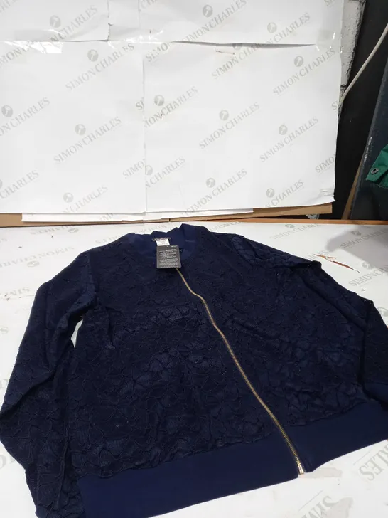 KIM & CO NAVY FLORAL JACKET SIZE M