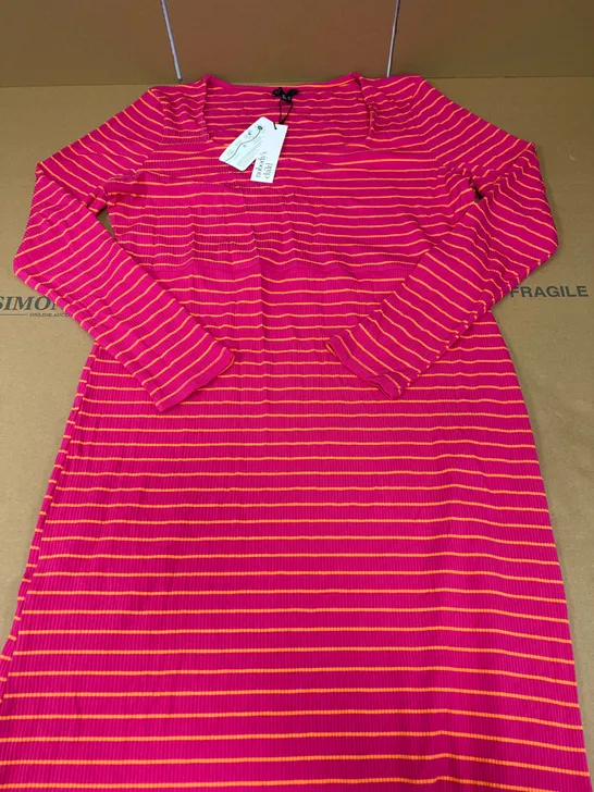 NOBODY’S CHILD LENNOX RIB DRESS IN HOT PINK SIZE 16