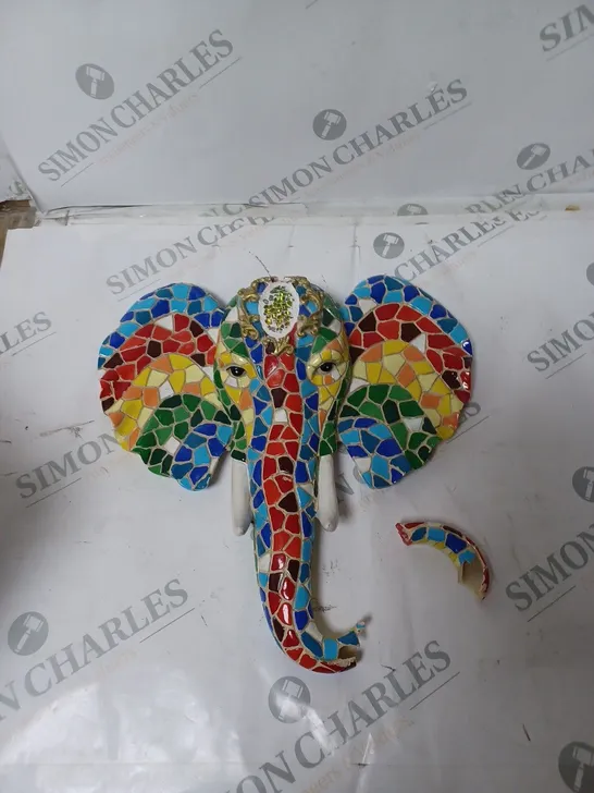 COLOURFUL MOSAIC ELEPHANT DECORATION 