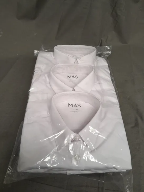 SEALED SET OF 5 M&S WHITE SHIRTS - 11-12 YEARS