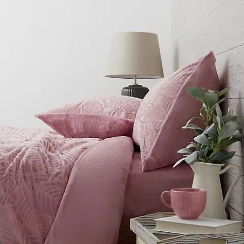 COZEE HOME LEAF TUFTED VELVETSOFT 4 PIECE DUVET SET- ROSE