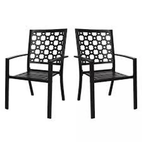 BOXED SET OF 2 BLACK METAL GARDEN CHAIRS 