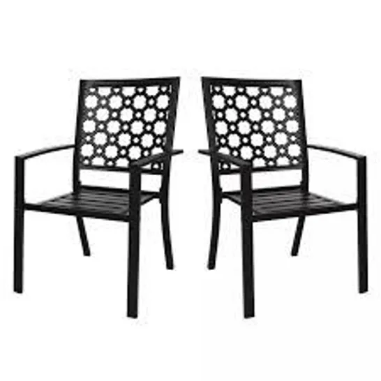 BOXED SET OF 2 BLACK METAL GARDEN CHAIRS 