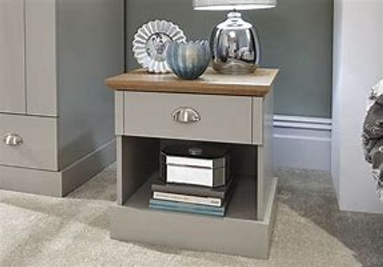 BOXED KENDAL 1 DRAWER BEDSIDE TABLE - GREY (1 BOX)