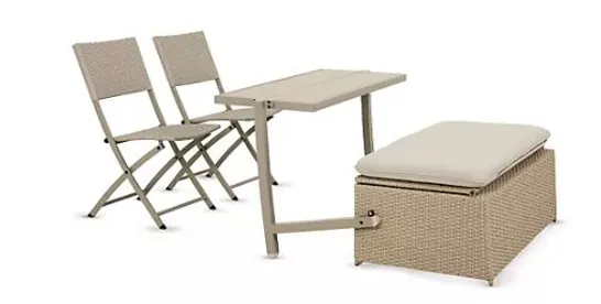 MY GARDEN STORIES MULTIFUNCTIONAL GARDEN STORAGE BENCH &2X CHAIRS NATURAL