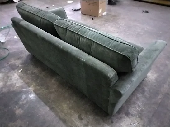 QUALITY BRITISH DESIGNED LOUNGE CO 2 SEATER DARK GREEN FABRIC SOFA