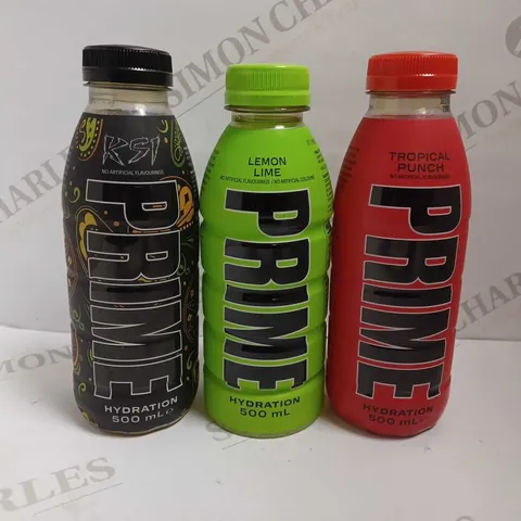 THREE PRIME DRINKS INCLUDING LEMON LIME, TROPICAL PUNCH AND KSI