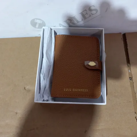 LULU GUINESS LONDON BROWN FAUX LEATHER CARD HOLDER