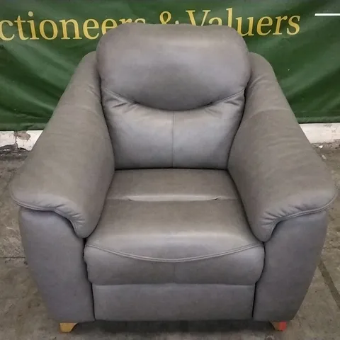 QUALITY BRITISH DESIGNED & MANUFACTURED G PLAN GREY LEATHER ARMCHAIR