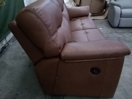 QUALITY BRITISH DESIGNER G PLAN STRATFORD 3 SEATER ELECTRIC RECLINER DBL N833 DALLAS TAN LEATHER 