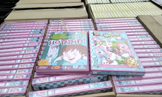 PALLET OF APPROXIMATELY 3000 DVDS INCLUDING HORRID HENRY HOW TO BE HORRID, SHOPKINS CHEF CLUB 