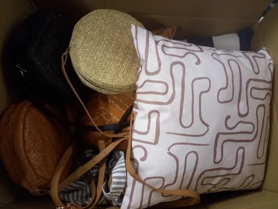 LARGE BOX OF ASSORTED PILLOWS AND BAGS 