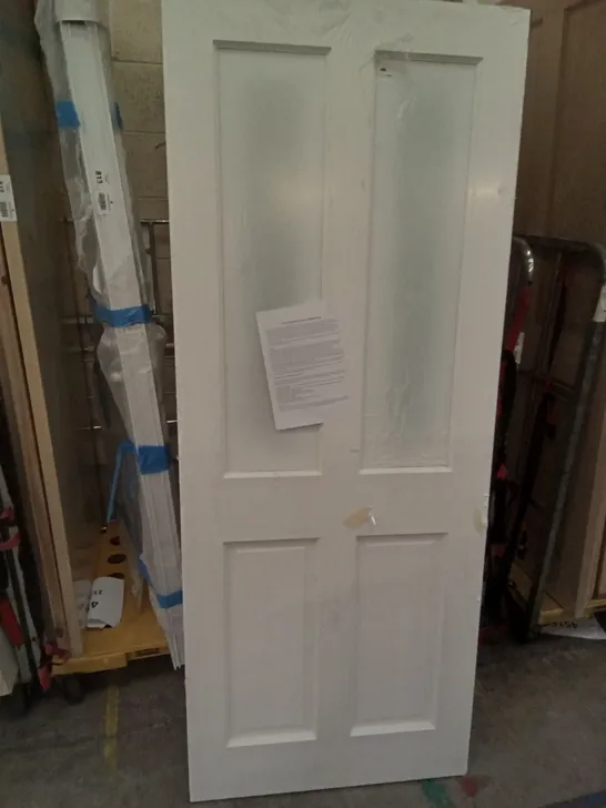 4 PANEL PRIMED OBSCURE DOUBLE GLAZED EXTERNAL DOOR 2032×813MM